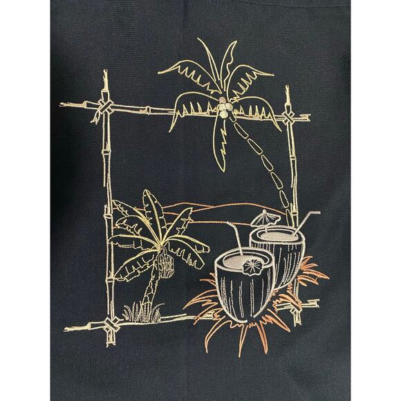 The Havanera Co Shirt Men 2XL/XXL Embroidered Black Rayon Blend Logo Cuban Retro - Picture 5 of 9